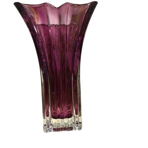 Vintage Purple Ribbed Flared Art Glass By Vera Wang
